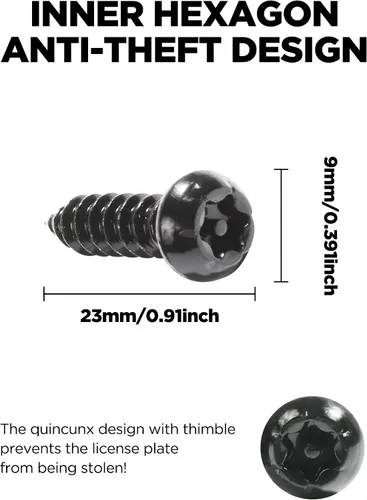 Vista 2 de YAKEFLY - Juego de tornillos para placa de matrícula de acero inoxidable con inserciones de nailon y herramientas de instalación, tornillos