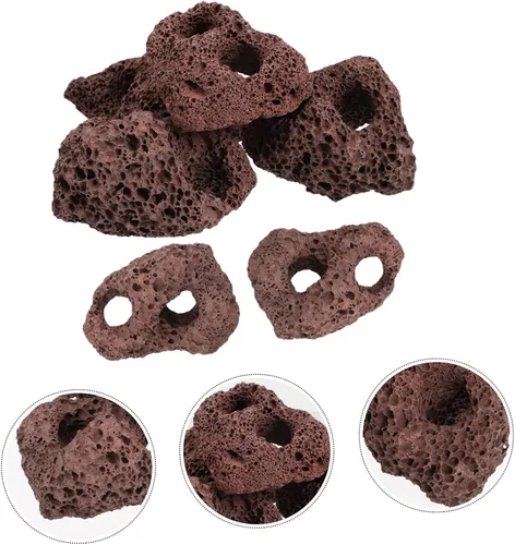 Vista 5 de balacoo 6 piezas de rocas volcánicas para decoración de peceras, piedras naturales, base fija, versátil, adornos de paisaje de acuarios para plantas