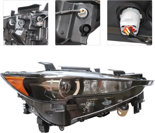 Vista 5 de Conjunto de faros delanteros LED halógenos para Mazda CX-5 CX5 2017-2021, para Mazda Cx-5 Cx5 2017 2018 2019 2020 2021, lente transparente