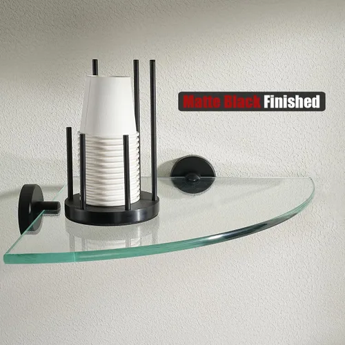 Vista 4 de JQK TGS190L10-PB-P2 - Estante de pared flotante de acero inoxidable 304 para baño, 10 x 10 pulgadas, 2 unidades, color negro
