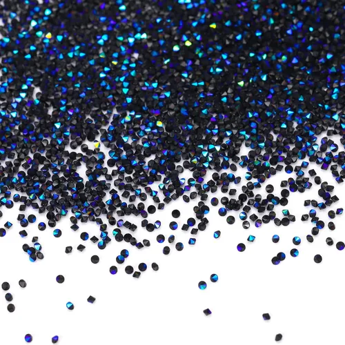 Vista 2 de HUETFAT 8800 piezas de diamantes de imitación negros AB Pixie para uñas, microgemas de 0.047 pulgadas con purpurina para uñas, mini diamantes