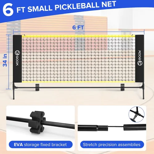 Vista 2 de GOOX 6FT Small Mini Pickleball Net Set - Quick Setup Indoor/Outdoor Portable Practice Net
