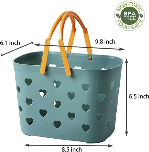 Vista 4 de Anyoifax Cesta portátil de almacenamiento de plástico con asa para ducha, organizador de caja para baño, despensa, cocina, dormitorio universitario