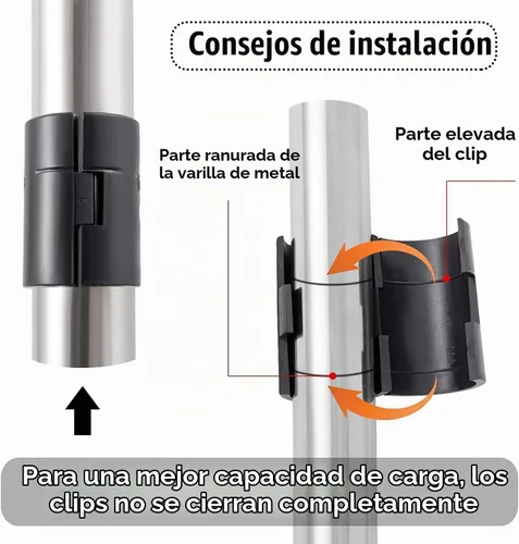Vista 6 de 8 clips de alambre de metal para estantería de poste de 1 pulgada, 4 pares de reemplazos de plástico