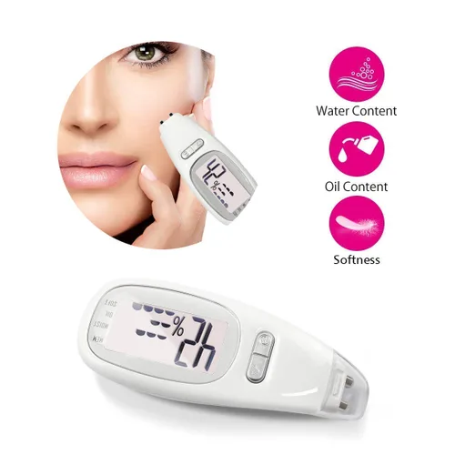 Vista 2 de Probador digital portátil de humedad facial, analizador de piel, corneómetro de hidratación facial, medidor de hidratación de la piel, probador