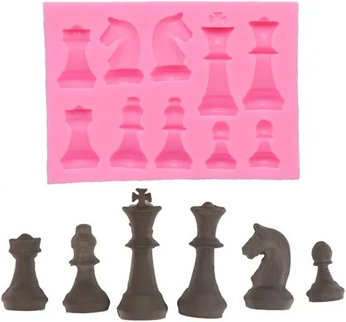 Vista 2 de Molde de ajedrez Fondant Cake Chocolate Moldes de silicona Caballero Rey Reina Jabón Arcilla Molde