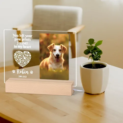 Vista 3 de Regalos conmemorativos personalizados para perros por pérdida de perro, regalos conmemorativos para mascotas para perros y gatos, placa fotográfica