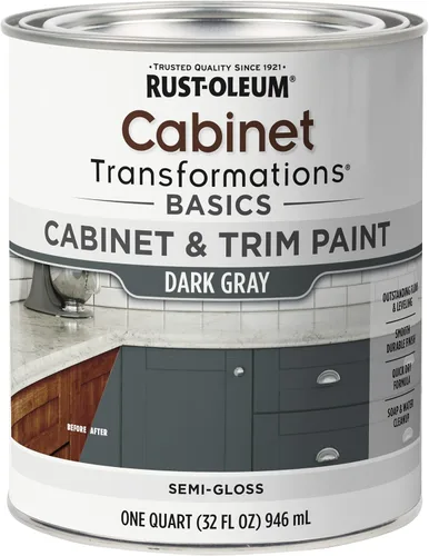 Vista 5 de Rust-Oleum 372012 Transformations Basics - Pintura para gabinetes y molduras, cuarto de galón, color negro