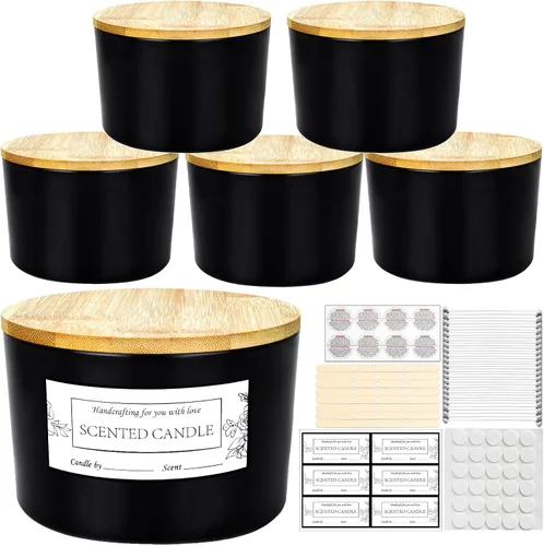 Vista 18 de CONNOO Paquete de 12 tarros de vela cuadrados transparentes de 9 onzas para hacer velas, recipientes vacíos de vidrio grueso a granel con tapas