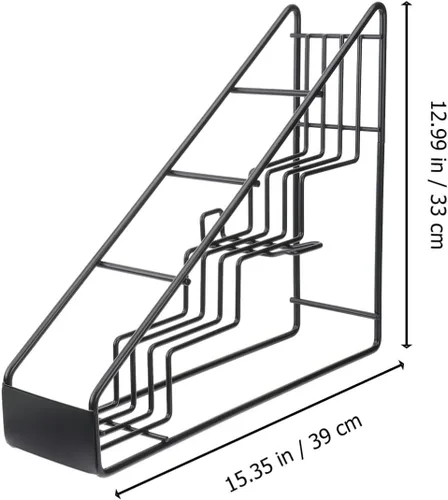 Vista 3 de Yardwe Soporte para botella de jarabe de acero negro, 10 pulgadas