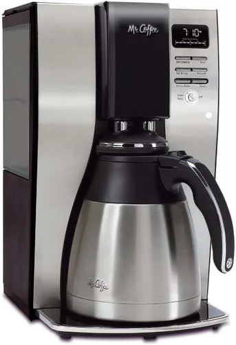 Vista 7 de Mr. Coffee Cafetera programable de 10 tazas, jarra térmica aislada, selección de fuerza de preparación, preparación ahora o más tarde, acero Acero