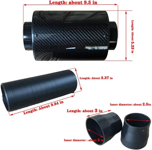 Vista 3 de Kit Universal de Manguera de Tubo de Inducción con Filtro de Aire de Admisión, Kit Universal de Manguera de Tubo de Inducción con Filtro de Aire