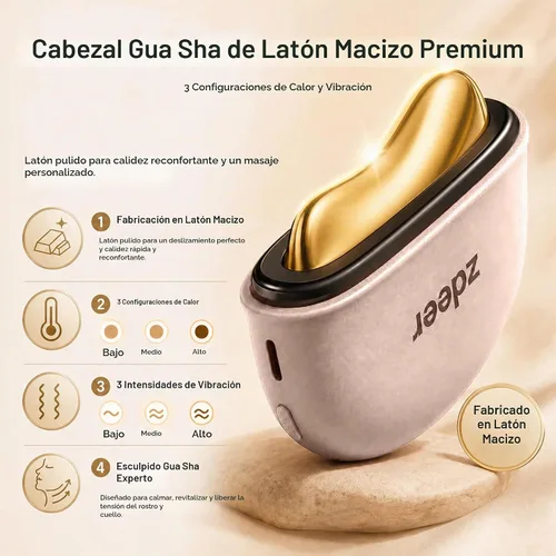 Vista 4 de ZDEER GS5 - Herramienta eléctrica calentada Gua Sha, masajeador facial de Rosa