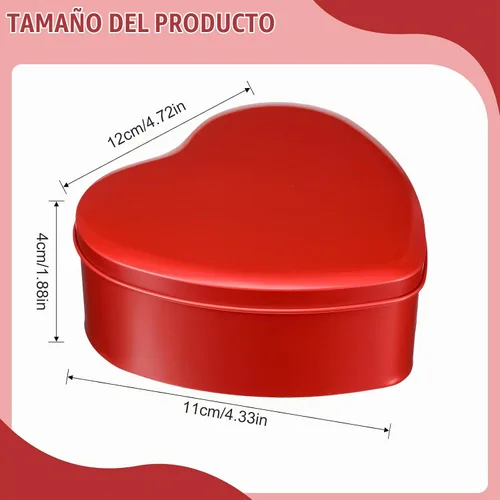Vista 2 de Blulu 6 latas de metal en forma de corazón para el día de San Valentín con tapas de 4.72 x 4.33 pulgadas, cajas de dulces de San Valentín, tarro