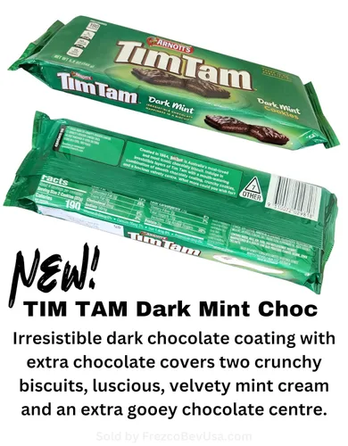 Vista 3 de Tim Tam Galletas de chocolate australianas (paquete de 4 x 5.82 oz Ea) menta oscura tamaño completo, importadas de Australia