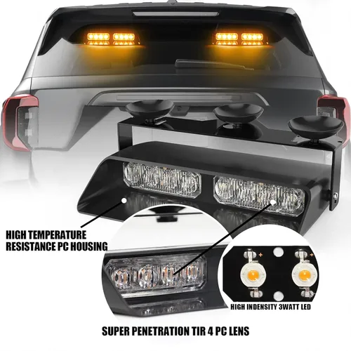 Vista 3 de WINECO - Barra de luces estroboscópicas 2 en 1 para tablero de emergencia, advertencia de seguridad, luces intermitentes de peligro