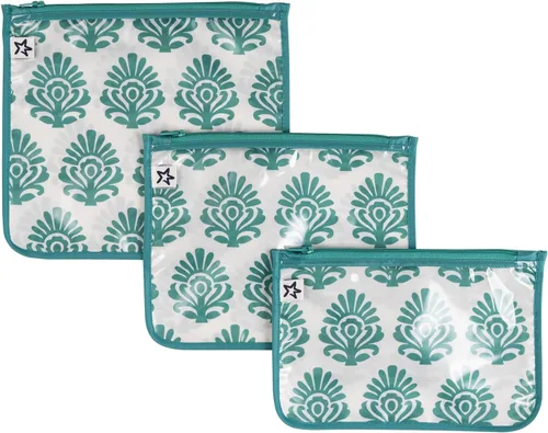 Vista 8 de Tiny Twinkle Bolsas organizadoras de pañales, paquete de 3 bolsas organizadoras de viaje transparentes a prueba de desorden y bolsa de aseo aprobada