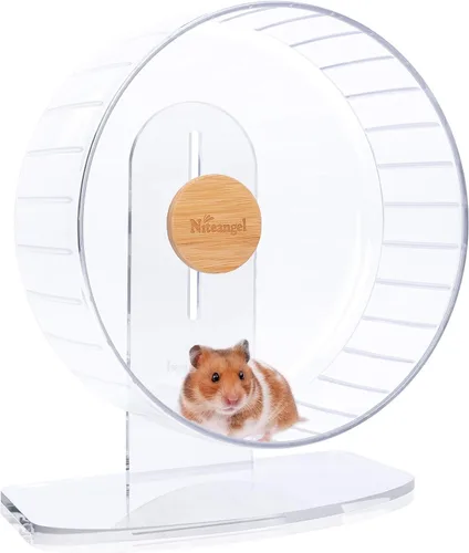 Vista 19 de Niteangel Ruedas de ejercicio súper silenciosas para hámster: ruedas giratorias silenciosas para hámster con soporte ajustable para hámsters, Verde