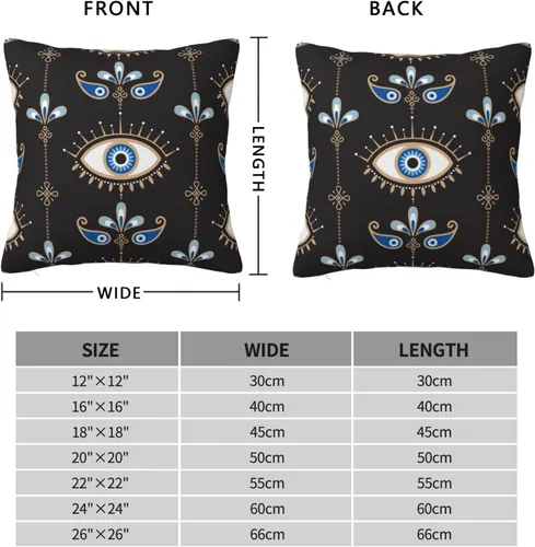 Vista 3 de Funda de almohada decorativa con símbolo oculto de mal de ojo, fundas de almohada cuadradas estándar para sofá, cama, 18 x 18 pulgadas
