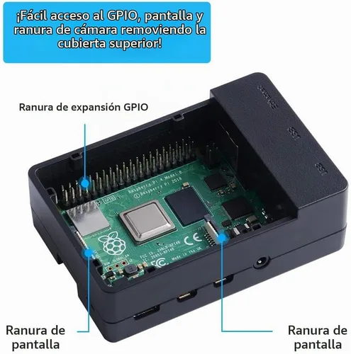 Vista 6 de GeeekPi Funda con ventilador PWM para Raspberry Pi 4, 18W 5V 3.6A USB-C fuente de alimentación para Raspberry Pi 4, disipadores de calor, lector