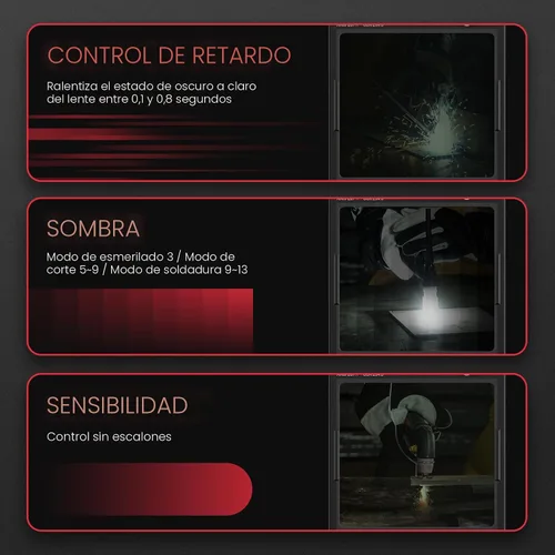 Vista 8 de YESWELDER - Máscara de soldar con oscurecimiento automático, funciona con energía solar, color real.
