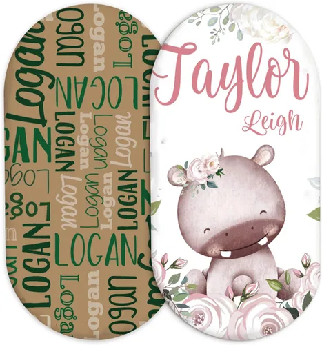 Vista 18 de Juego de 2 sábanas personalizadas para moisés de bebé, ajuste universal para colchón/almohadilla de moisés rectangular, ovalado, de reloj de arena