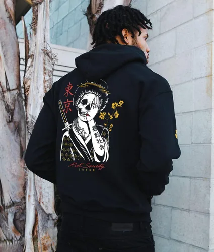 Vista 6 de Riot Society Sudadera con capucha estampada o bordada para hombre