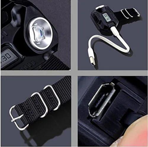Vista 4 de Impermeable LED pantalla táctica recargable reloj linterna multi herramientas iluminación al aire libre para acampar al aire libre caza