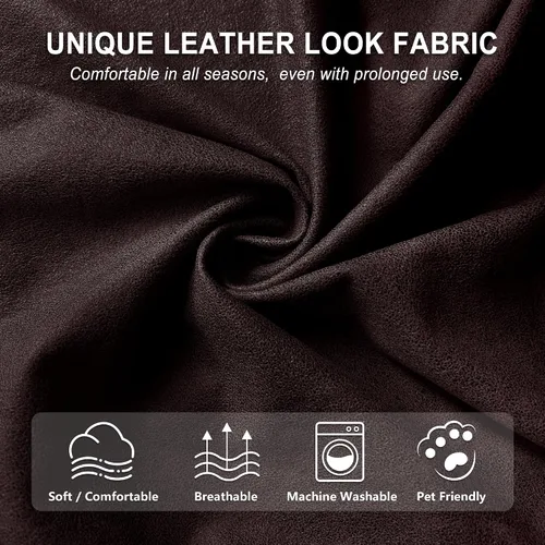 Vista 4 de ANARACHON Fundas para sillas reclinables con aspecto de cuero, funda elástica de 4 piezas, funda suave para silla reclinable, protector de muebles