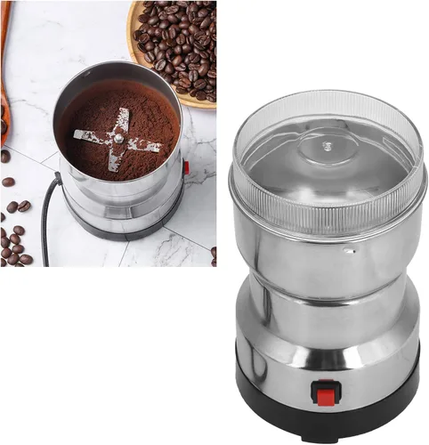 Vista 3 de Molinillo de café eléctrico, amoladora portátil de café y especias de acero inoxidable con tapa transparente, molinillo multifunción de grano