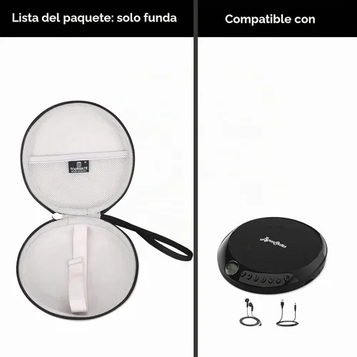 Vista 3 de Funda para reproductor de CD compatible con ByronStatics PCD220B/GPX PCB319B/PC332B Products Reproductor de CD de disco portátil, soporte de Negro