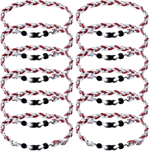 Vista 19 de Zeyune Collar de béisbol de 18 pulgadas para niños, tres cuerdas trenzadas, tornado, titanio, collar de cuerda de béisbol para hombre