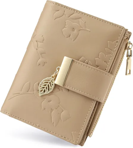 Vista 14 de yiijay Billetera pequeña para mujer, con bloqueo RFID, de piel, plegable, tarjetero para tarjetas de crédito para mujeres, cartera compacta