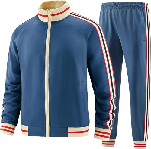 Vista 2 de dioxoib Men Track Suits Sets Long Sleeve Full-zip Sweatsuit Active Jackets and Pants 2 Piece Outfits