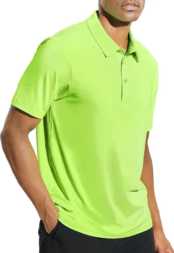 Vista 4 de MIER Polo de manga corta para hombre, protección solar, polo de golf, secado rápido
