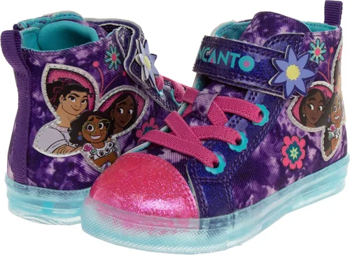 Vista 3 de Disney Encanto Shoes - Tenis de lona para niña, Mirabel Luisa Isabella, personaje de princesa, atléticos, casuales, de lona, sin cordones