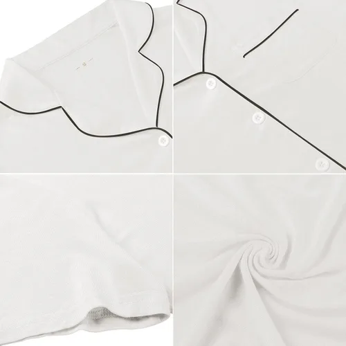 Vista 182 de Samring Camisón de pijama para mujer, manga corta/larga, con botones, camisón para dormir, camisón para novio, talla XXL