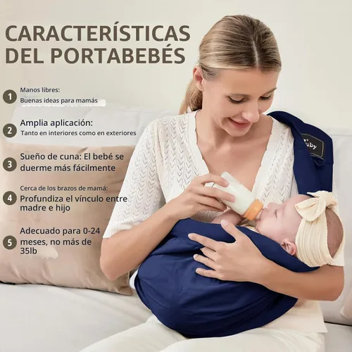 Vista 2 de Cuby, portabebés de algodón natural portabebés portabebés extra cómodo para transportar fácilmente recién nacidos, bebé bebé y ideal para registro