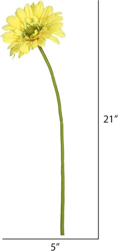 Vista 2 de Vickerman Tallo de margarita de gerbera amarilla artificial de 21 pulgadas, 6 por bolsa Amarillo