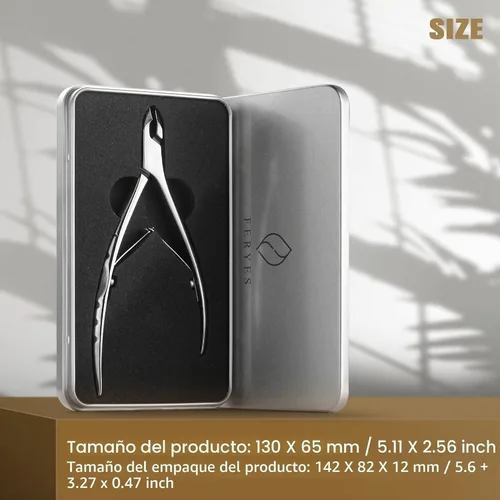 Vista 6 de FERYES - Corta cutículas con empujador, profesional 2 en 1, corta cutículas de 6 mm de mandíbula completa, herramienta de quitacutículas de acero