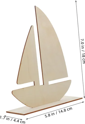 Vista 6 de VILLCASE 10 unids DIY Barco Forma Virutas de Madera Sin Terminar Pintura Base de Arcilla para Decoración al Aire