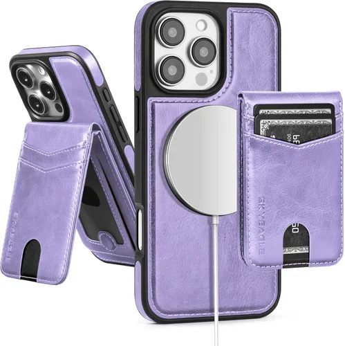 Vista 113 de SkyEagle - Funda tipo cartera compatible con MagSafe para iPhone 11, color negro Detachable Magnetic Credit Card Holder,RFID Blocking,PU