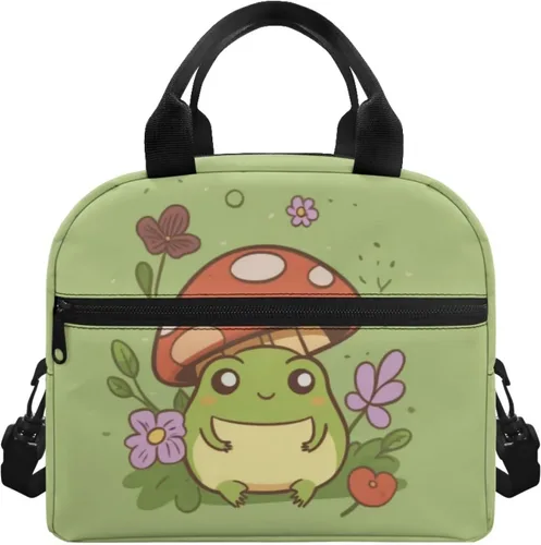 Vista 15 de Showudesigns Bolsas de almuerzo de flores de mariposa para mujer, lonchera aislada, bolsa de almuerzo reutilizable con correa ajustable