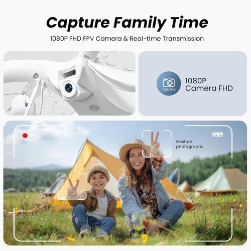 Vista 2 de Ameta Drones para niños y adultos, dron RC con cámara FPV HD 1080P, juguetes geniales de regalo para niños y niñas adolescentes, juguetes STEM