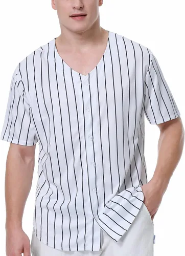 Vista 9 de KUAIPAO Camiseta de béisbol en blanco, camisa de manga corta, uniforme deportivo para hombres y mujeres (blanco, negro, rojo, azul, S-3XL)