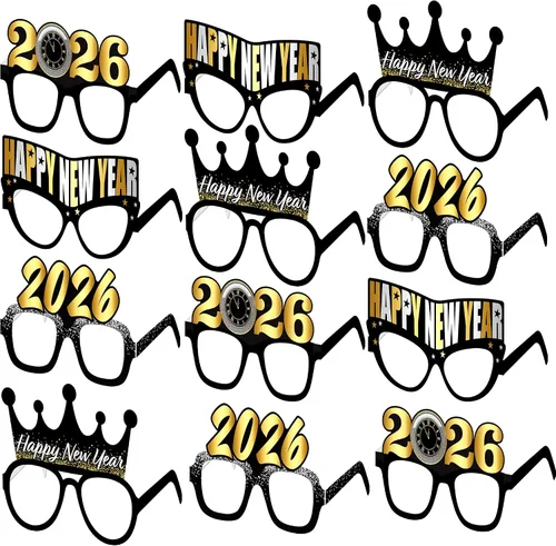 Vista 8 de KatchOn, Gafas de Año Nuevo 2026 – Paquete de 12 Lentes de feliz año nuevo 2026 para suministros de fiesta de Año Nuevo 2026 Gafas de fiesta NYE