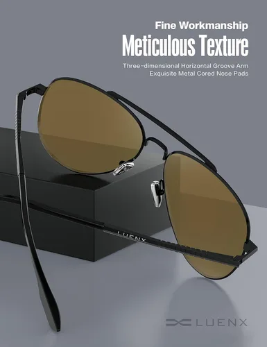 Vista 15 de LUENX, Aviator - Gafas de sol polarizadas, para hombres y mujeres, protección UV 400, con funda 60MM