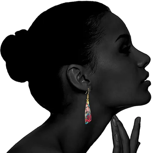 Vista 2 de Aretes de piedra natural para mujer, con piedras curativas, hipoalergénicas, ligeros, colgantes de múltiples estilos, joyería para regalo de fiesta