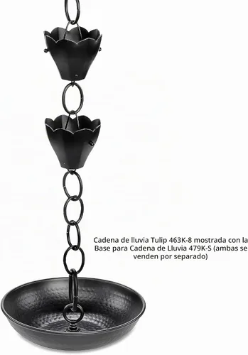 Vista 7 de Cadena de lluvia de aluminio negro de 13 tazas con clip de instalación de canalón de 8.5 pies Good Directions
