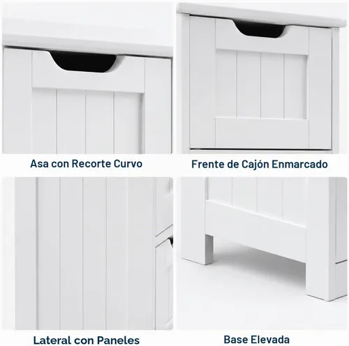 Vista 7 de RASOO Armario de almacenamiento de baño delgado con 4 cajones para espacios